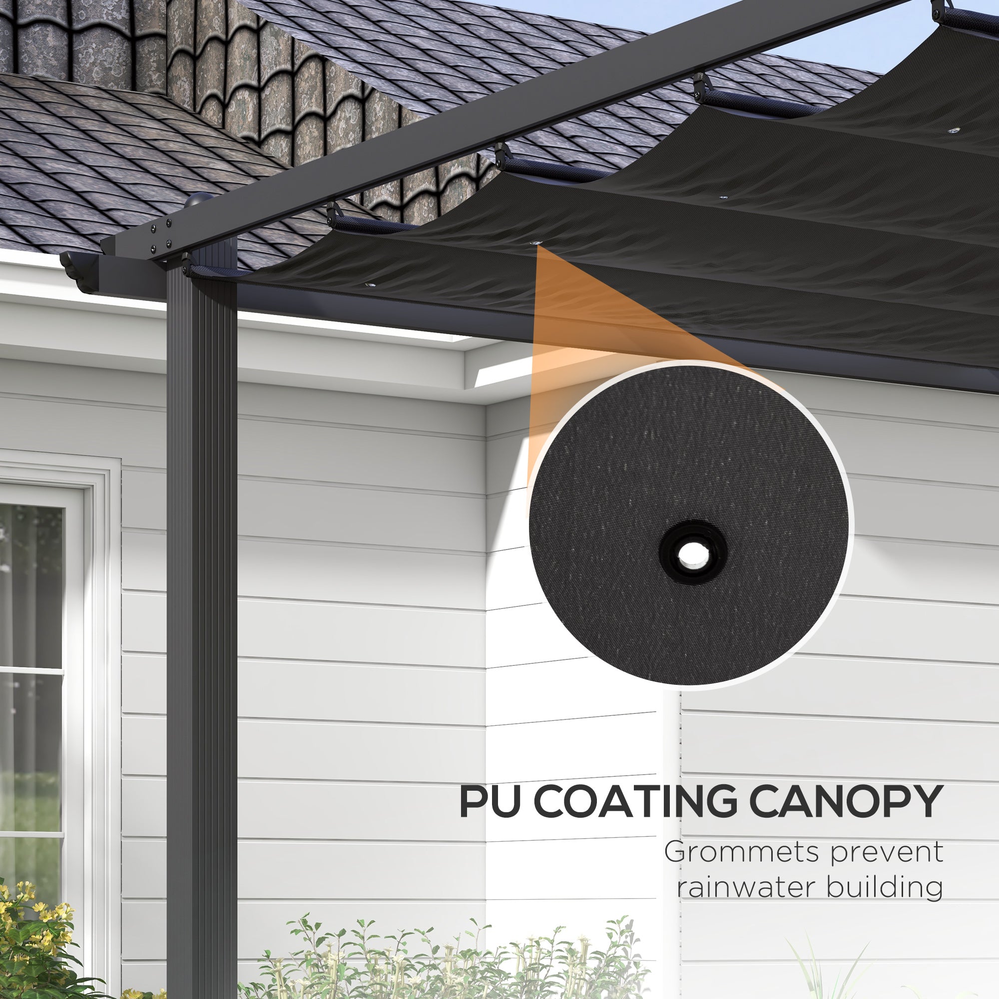 Outsunny 3 x 4m Aluminium Pergola, with Retractable Roof - Dark Grey
