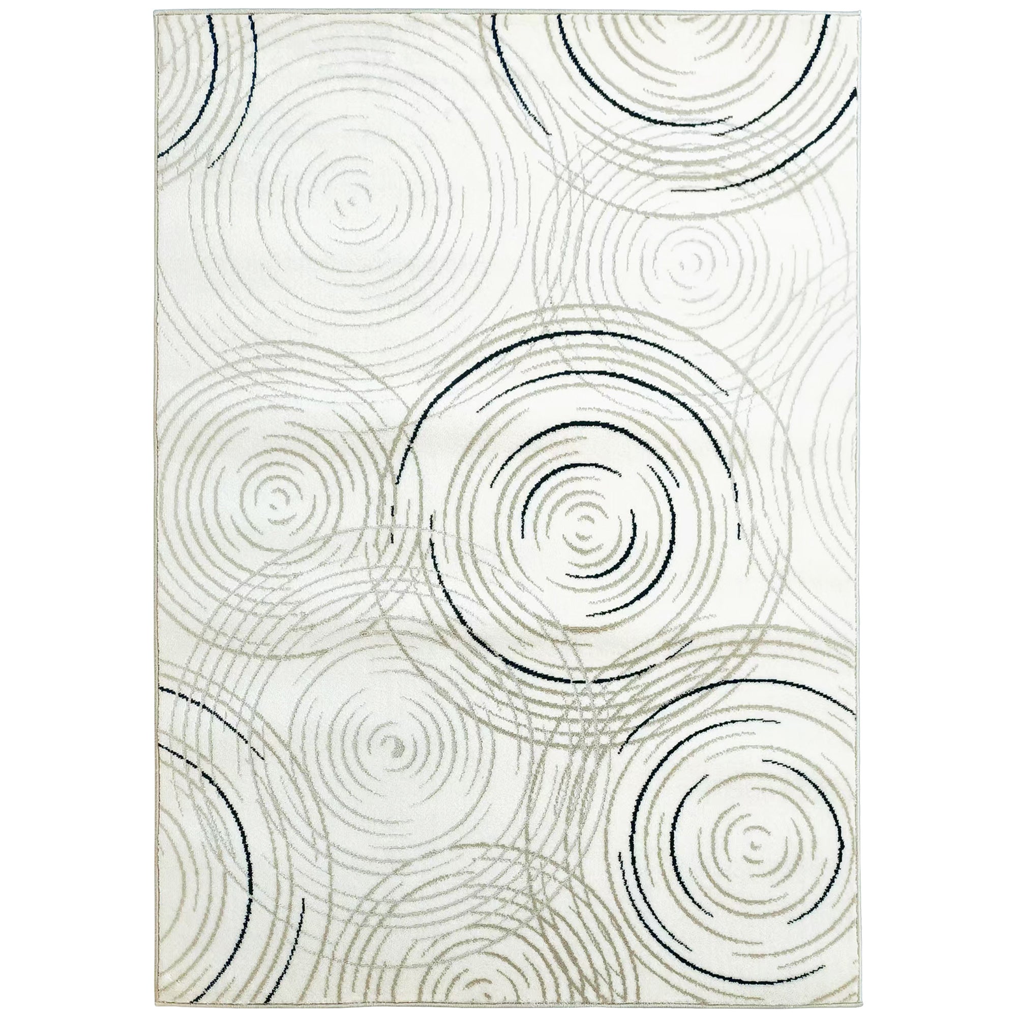 HOMCOM Modern Area Rug, Swirl Pattern Machine Washable Rug, Allergy-Friendly Floor Carpet for Living Room, Bedroom, Dining Room, Home Office, 230 x 160 cm, Cream White