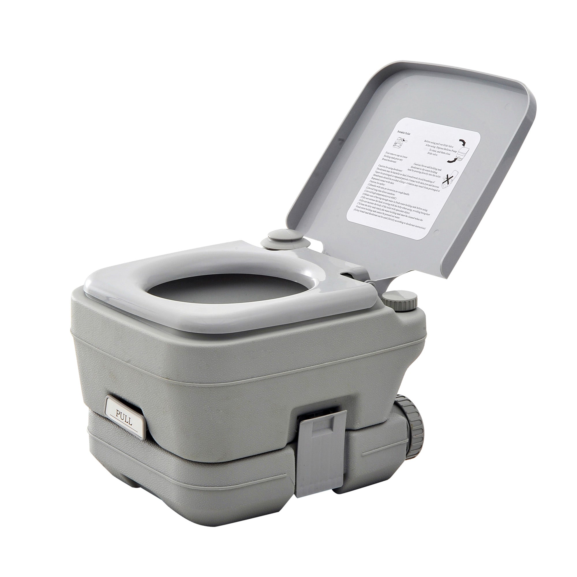 HOMCOM 10L Portable Toilet for Adults, Outdoor Camping Toilet with 2 Detachable Tanks & Push-button Operation, Compact Outdoor Travel Potty Loo with Lid, Seat for Fishing, Hiking, Picnic, Grey