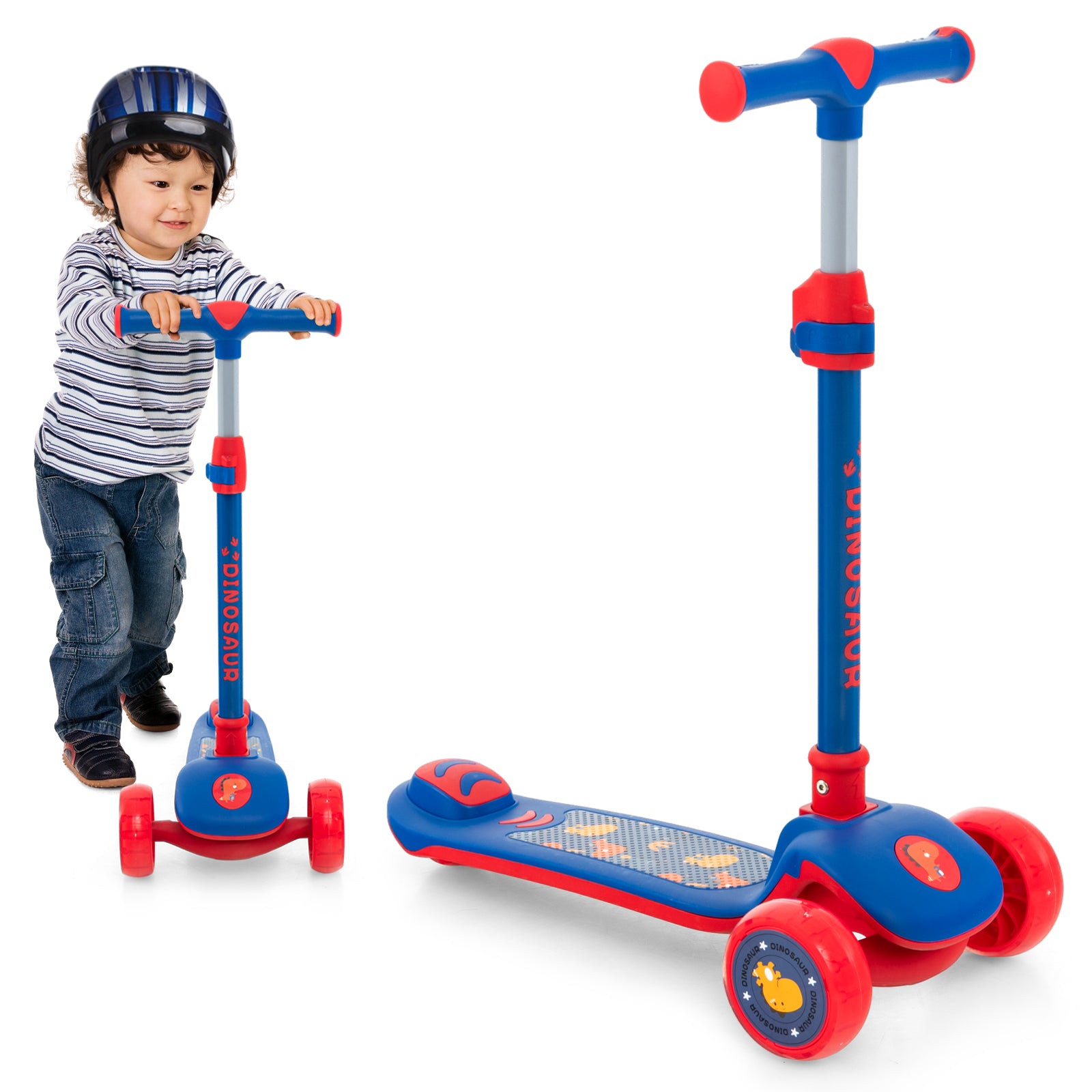 Kick Scooter with Extra Wide Deck and LED Lighted PU Wheels-Blue