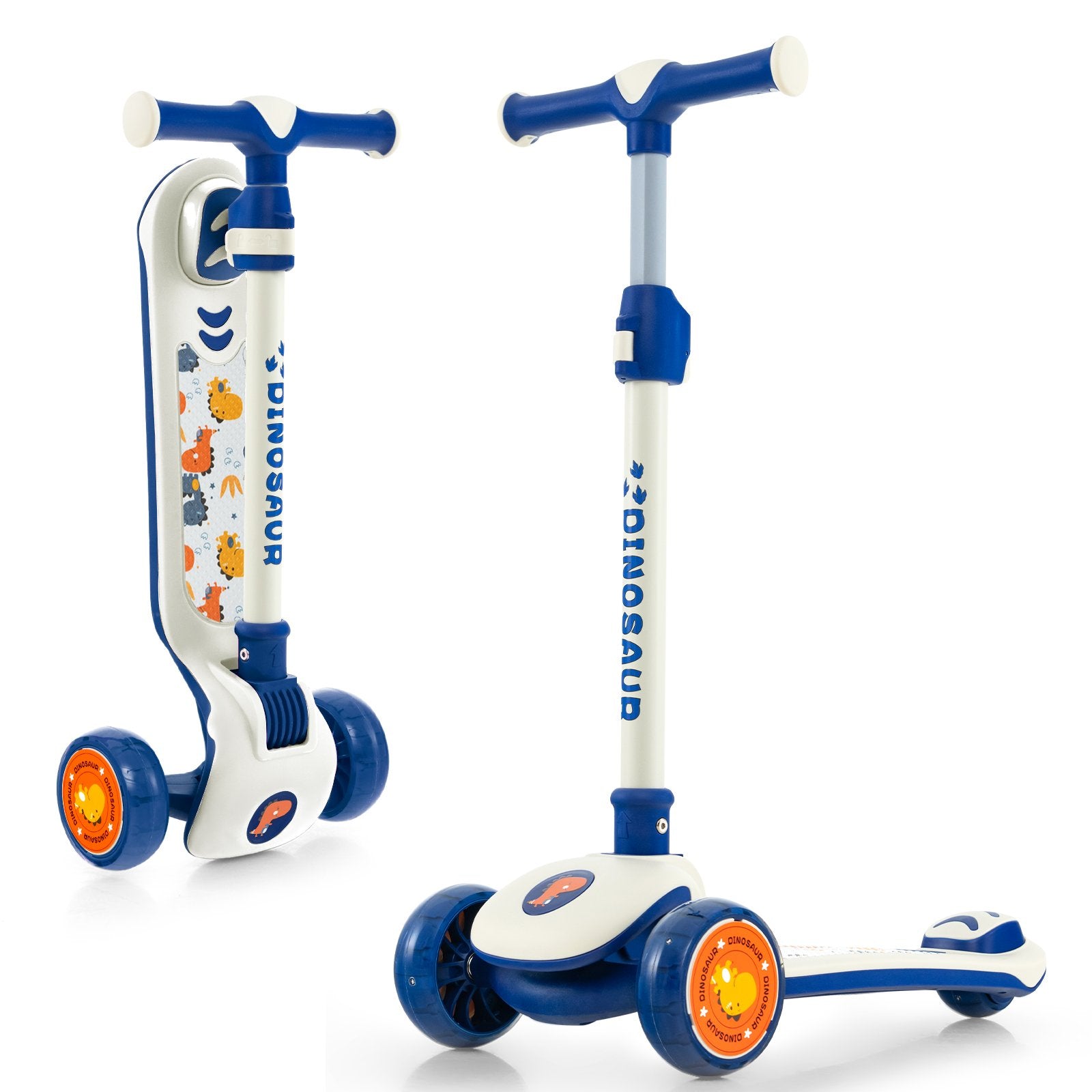 Kick Scooter with Extra Wide Deck and LED Lighted PU Wheels-White