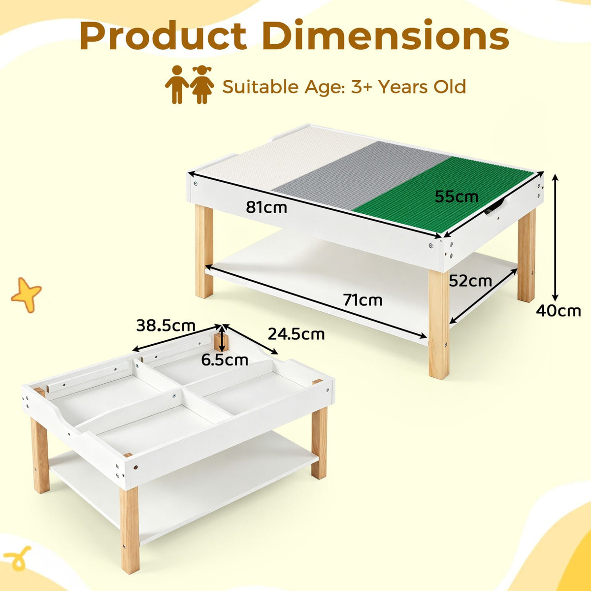 Kids Activity Table with Reversible Double-Sided Top in White, image 5