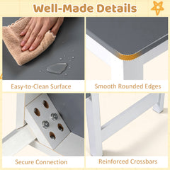 Kids Art Table with Paper Roll and Storage Shelves for Playroom Nursery-Gray