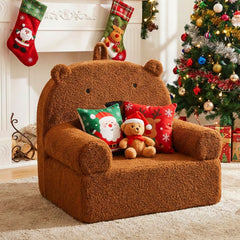 Kids Bear Sofa with Soft Fleece Fabric Cover-Brown