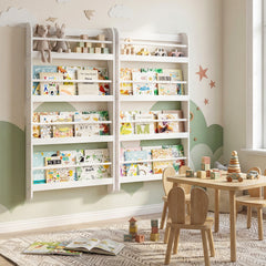Kids Bookshelf 4-Tier Wall Mounted Book Shelf for Toys and Books-White