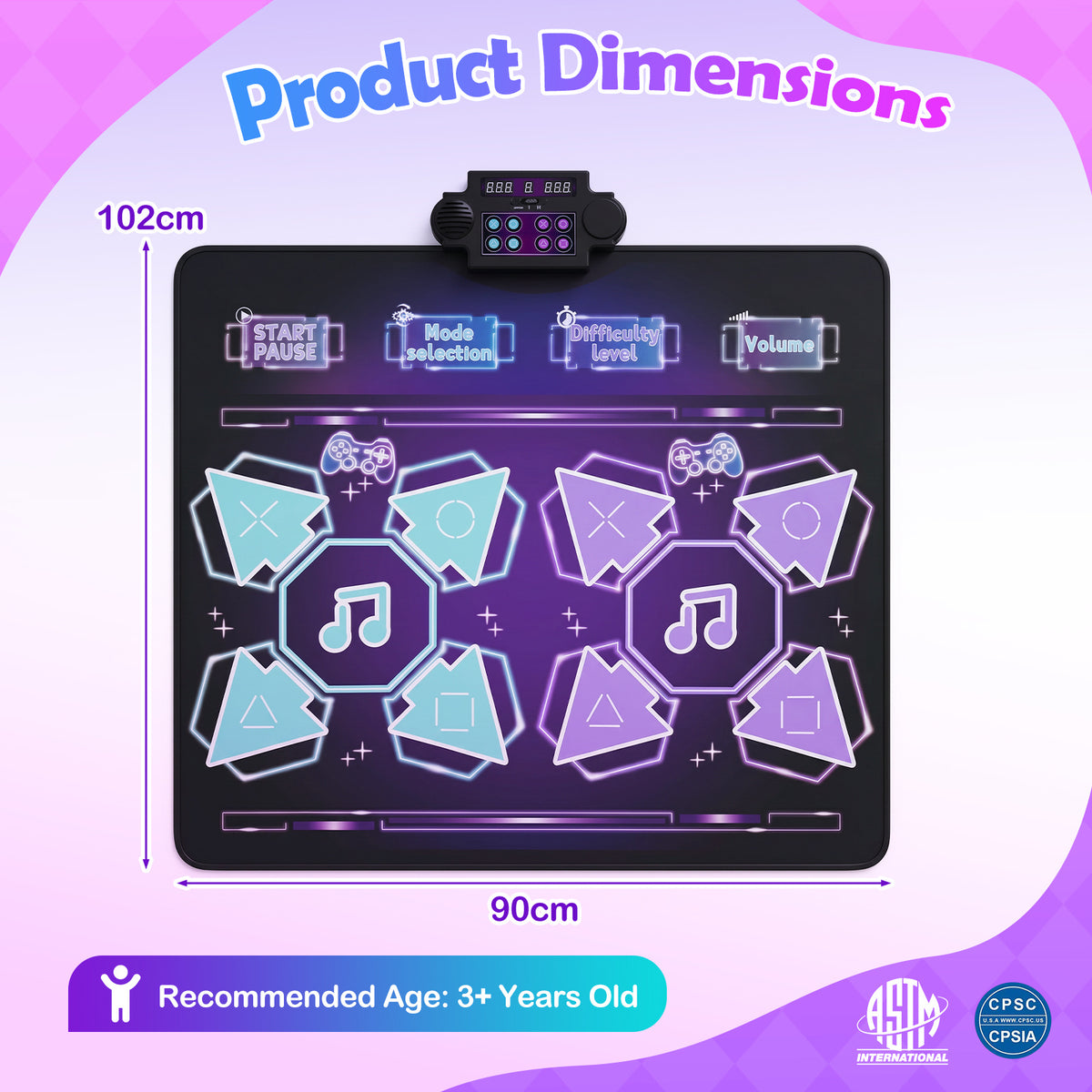 Kids Dance Mat Electronic Playmat with 4 Modes and 3 LED Speeds