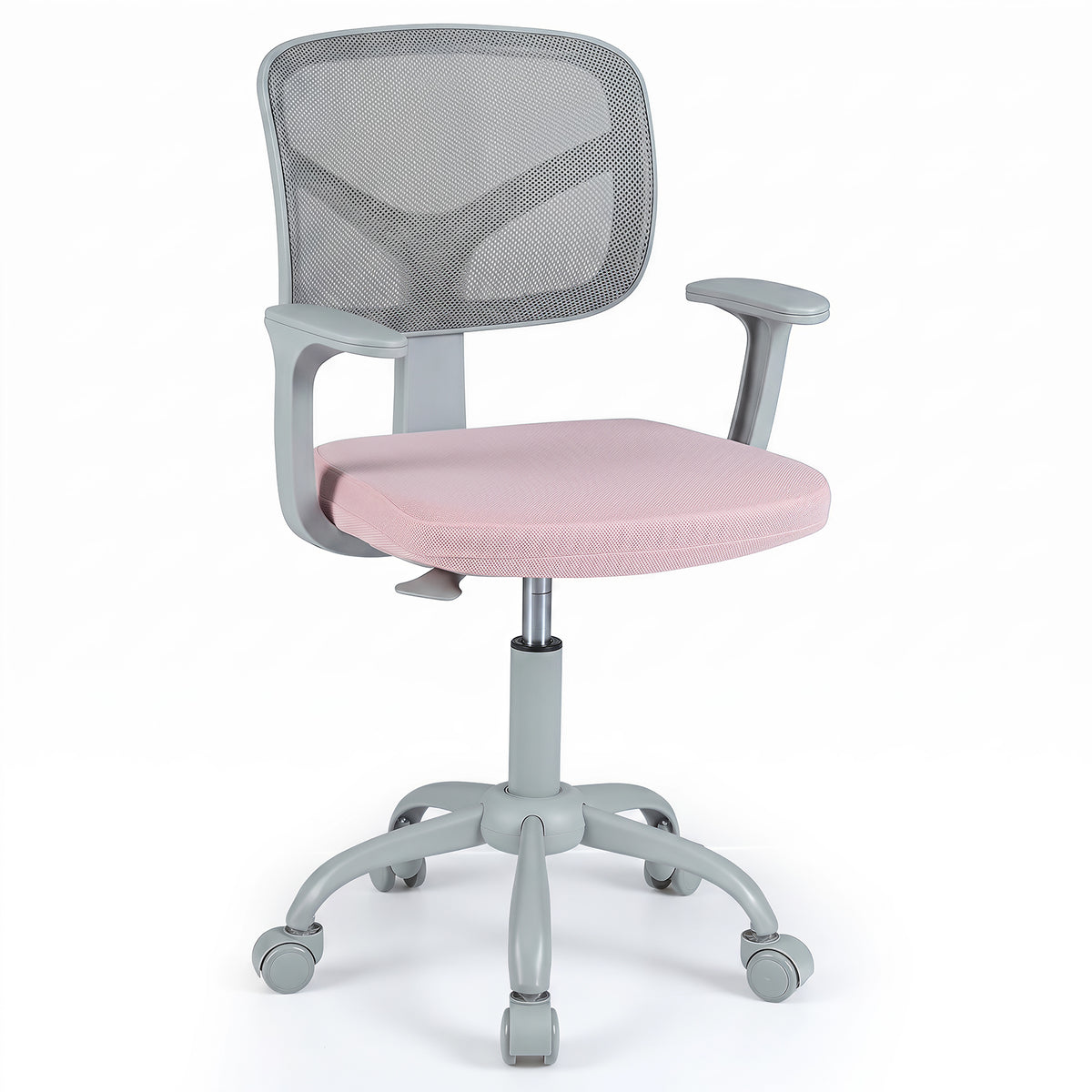 Kids Desk Chair with adjustable seat height and swivel wheels for ages 3+ in pink