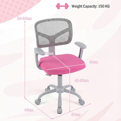 A diagram showing the dimensions of the kids desk chair with measurements