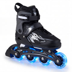Kids Inline Skates 4 Sizes Adjustable Light-Up Roller Skates for Boys and Girls Ages 9-14-Grey