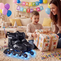 Kids Inline Skates with 4 Illuminated Wheels and Safety Protection for Boys Girls Ages 5-7-Grey