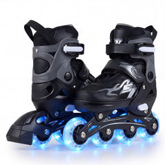 Kids Inline Skates with 4 Illuminated Wheels and Safety Protection for Boys Girls Ages 5-7-Grey