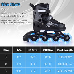 Kids Inline Skates with 4 Illuminated Wheels and Safety Protection for Boys Girls Ages 5-7-Grey