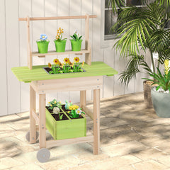 Kids Mud Kitchen Outdoor Play Pretend Kitchen with Removable Pots and Storage Box for Boys Girls Aged 3+-Natural