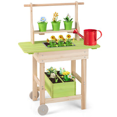 Kids Mud Kitchen Outdoor Play Pretend Kitchen with Removable Pots and Storage Box for Boys Girls Aged 3+-Natural