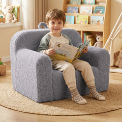 Kids Reading Sofa with Soft Fleece Fabric Cover-Grey