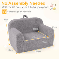 Kids Reading Sofa with Soft Fleece Fabric Cover-Grey