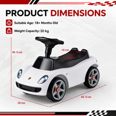 Kids Ride On Car Sliding Car with Horn & Sound Buttons Porsche Licensed-White
