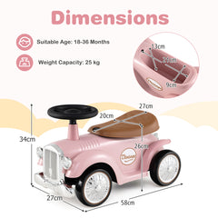 Kids Ride On Car with Under-seat Storage Space for 18-36 Months Boys and Girls Gifts-Pink