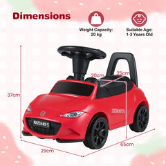 Kids Ride On Sliding Toy Mazda Licensed with Under-Seat Storage for Toddlers-Red