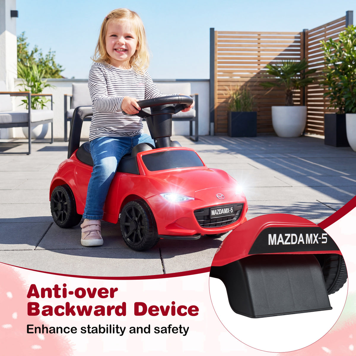 Kids Ride On Sliding Toy Mazda Licensed with Under-Seat Storage for Toddlers-Red