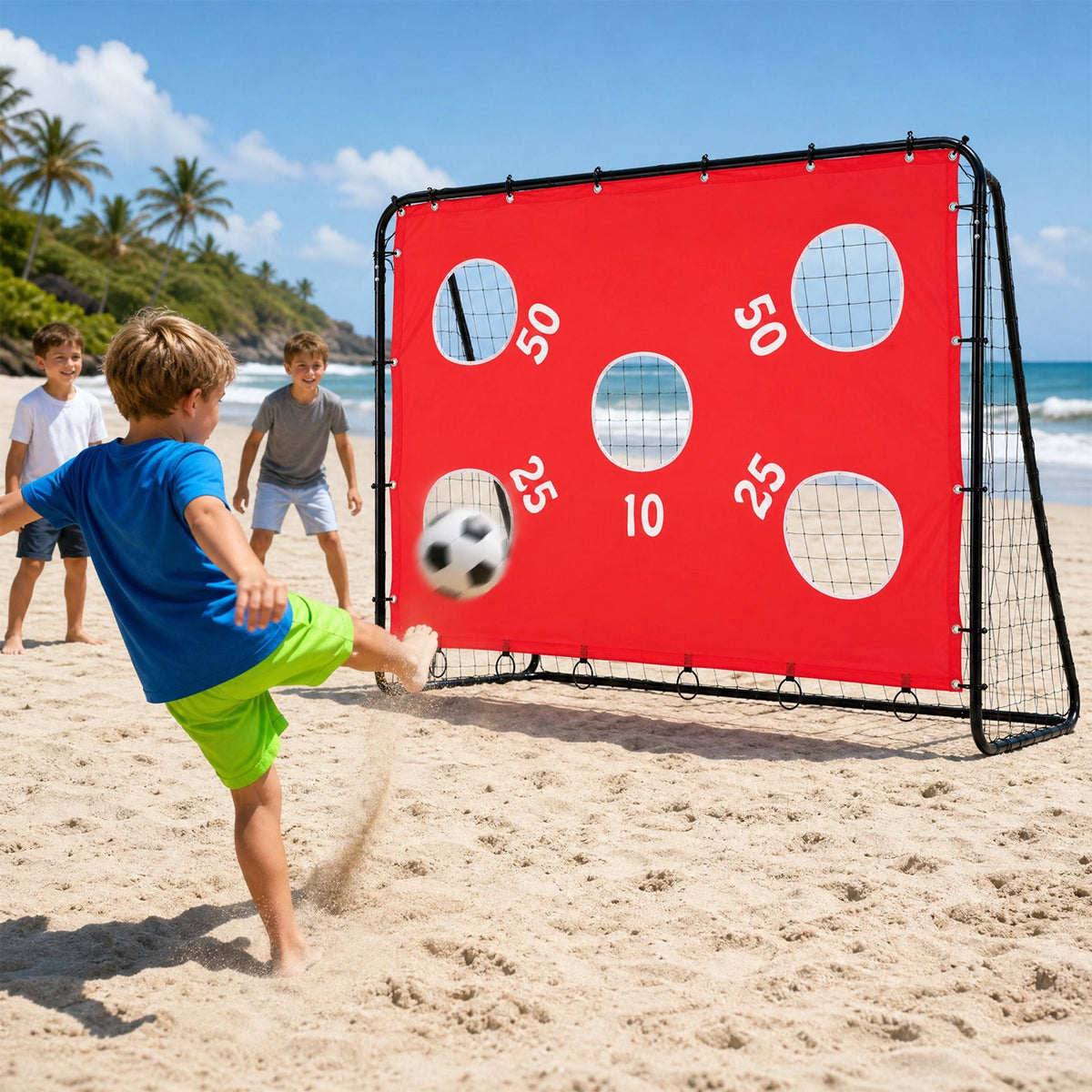 Kids Soccer Goal with Removable Target Cloth Soccer Training Equipment with Metal Frame