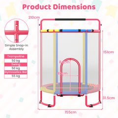 Kids Trampoline with Safety Net for Indoor and Outdoor Use-Multicolor