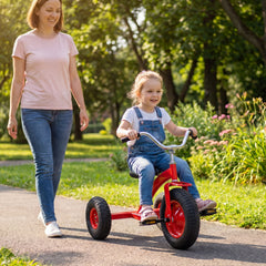 Kids Tricycle with Inflatable Tires and Adjustable Handlebar for Ages 3+-Red