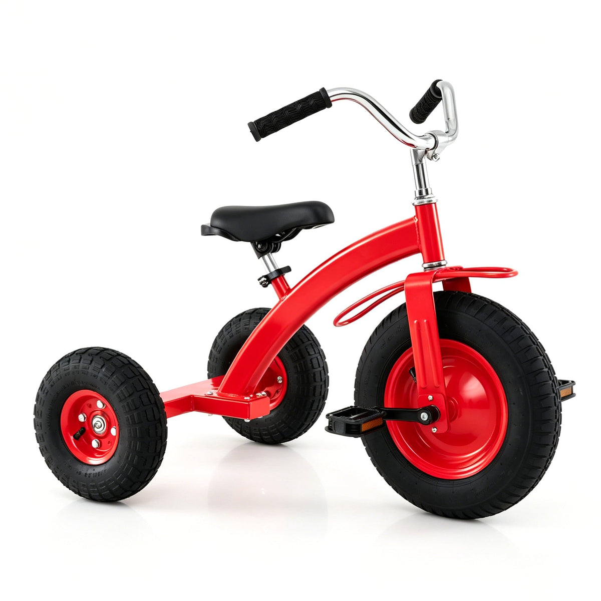 Kids Tricycle with Inflatable Tires and Adjustable Handlebar for Ages 3+-Red