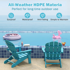 Kids Adirondack Chair All-Weather HDPE Toddler Lawn Chair-Turquoise