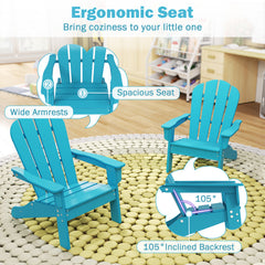 Kids Adirondack Chair All-Weather HDPE Toddler Lawn Chair-Turquoise