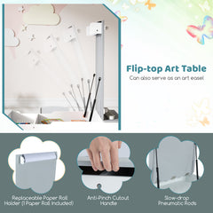2-in-1 Kids Art Table Set with Chairs-Grey