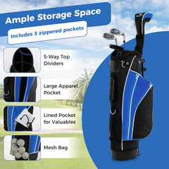 Kids Complete Golf Clubs Set for Boys and Girls Aged 8-10/11-13 Years-Blue