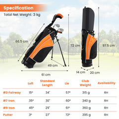 Kids Complete Golf Clubs Set for Boys and Girls Aged 8-10/11-13 Years-Yellow