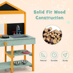 Kids Kitchen Playset with Root Viewer Planter Rotatable Faucet-green