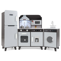 Kids Kitchen Playset with Refrigerator and Washing Machine-Brown