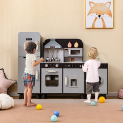Kids Kitchen Playset with Refrigerator and Washing Machine-Brown