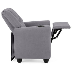 Kids Recliner with Cup Holder PU Leather Kids Reclining Chair-Grey