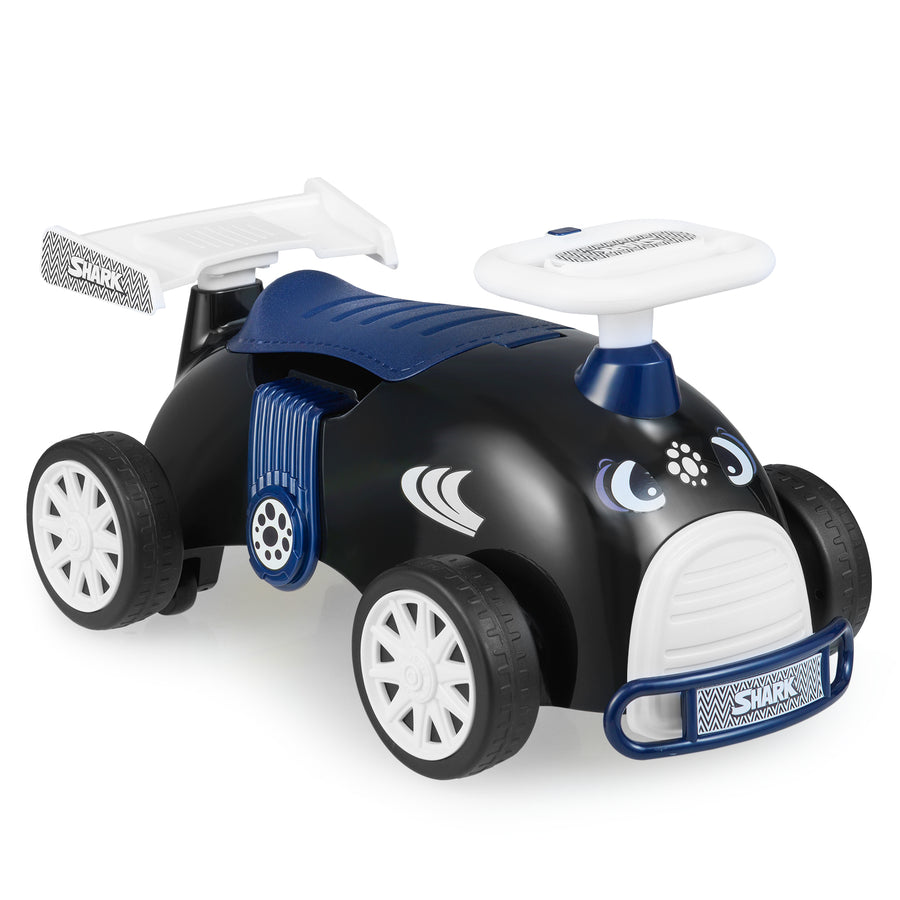 Kids Ride On Car Sliding Toy with Music and Cool Rear Wings-Black & Blue