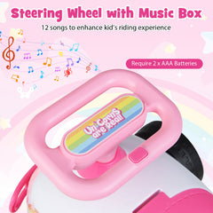 Kids Ride On Car Sliding Toy with Music and Cool Rear Wings-Pink