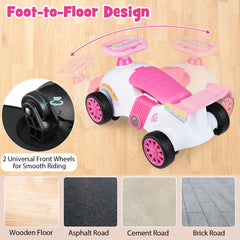 Kids Ride On Car Sliding Toy with Music and Cool Rear Wings-Pink