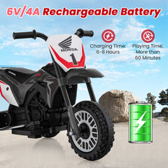 Honda Licensed Kids Ride On Motorbike with Horn Anti-slip Handlebars-Grey
