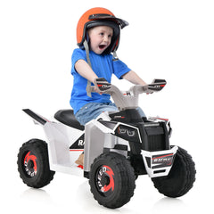 Kids Ride on ATV with Direction Control Large Seat-White