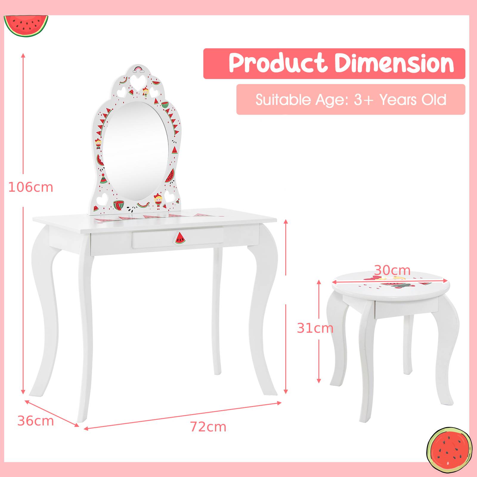 2-in-1 Kids Vanity Set with Mirror and Drawer