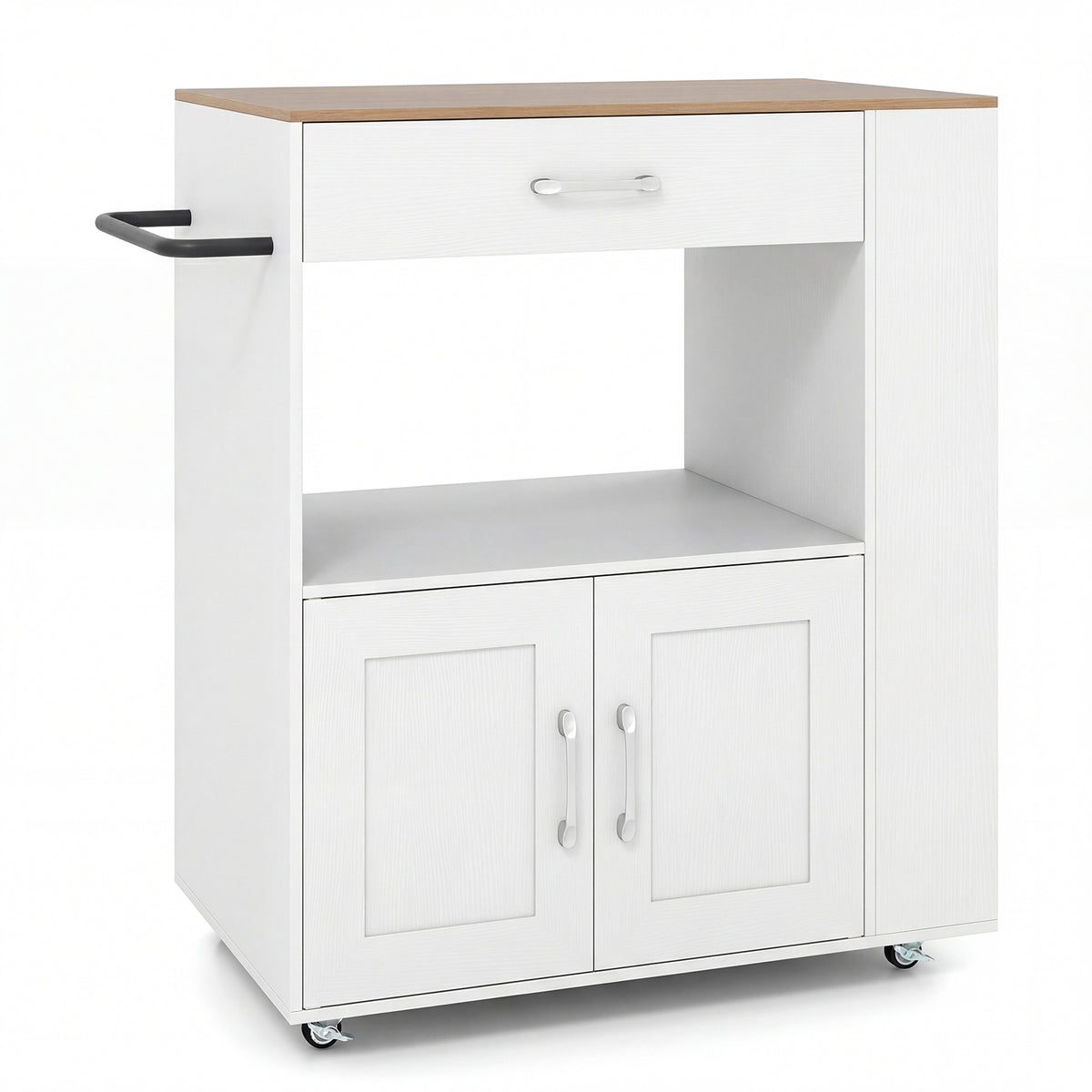 Kitchen Island Cart with Storage Rolling Kitchen Island on Wheels-Natural & White