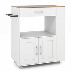 Kitchen Island Cart with Storage Rolling Kitchen Island on Wheels-Natural & White