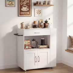 Kitchen Island Cart with Storage Rolling Kitchen Island on Wheels-White