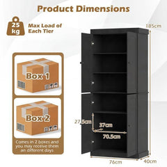 Kitchen Storage Set with 185 cm Pantry Cabinet & 160 cm Sideboard Buffet-Black
