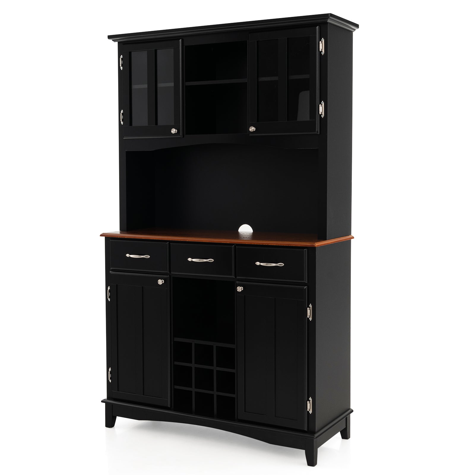 Kitchen Cupboard with Adjustable Shelves and Drawers-Black