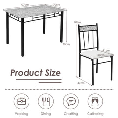 Marble 5-piece Kitchen Dining Set with Sponge Cushion and Metal Structure-Grey