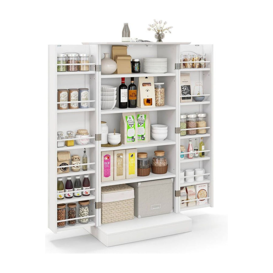 120cm Kitchen Pantry Cabinet with Doors and Adjustable Shelves-White